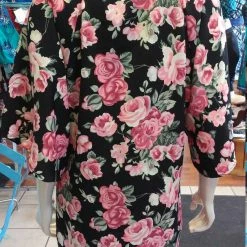 Tidal Cool Silky Flutter Sleeve Tunic Dress With Shirttail Hem In Vintage Black Floral Belts, Hats And Accessories