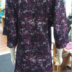 Tidal Cool Belts, Hats And Accessories Silky Flutter Sleeve Tunic Dress With Shirttail Hem In Purple Splatter Fabric