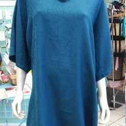 Tidal Cool Silky Flutter Sleeve Tunic Dress With Shirttail Hem In Textured Teal Fabric Belts, Hats And Accessories