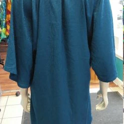 Tidal Cool Silky Flutter Sleeve Tunic Dress With Shirttail Hem In Textured Teal Fabric Belts, Hats And Accessories