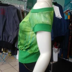 Tidal Cool Off Shoulder Slouch Sweatshirt In Lightweight Green Ombre Stripe With Green Cuffs