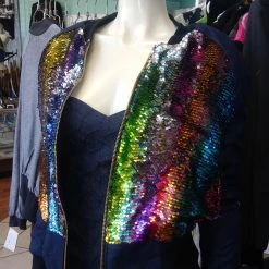 Tidal Cool Bomber Jackets Rainbow Sequin Color Shift Bomber Jacket