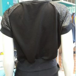 Tidal Cool Raglan Sweatshirt In Black Jersey Knit With Silver Sleeves Tops And Ponchos