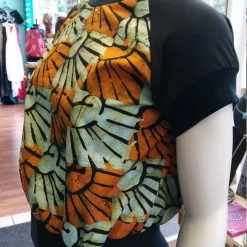 Tidal Cool Tops And Ponchos Unisex African Batik And Jersey Crew Neck Pullover In Ankara Cotton With Sun Motif