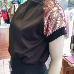 Tidal Cool Sequin And Knit Pullover Crewneck Tops And Ponchos