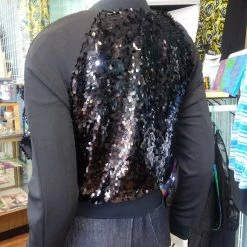 Tidal Cool Black Sequin Bomber Jacket With Side Pockets