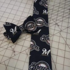 Tidal Cool MLB Milwaukee Brewers Neckties In Bow Tie, Skinny Tie, And Standard Tie Styles, Kids Or Adult Sizes