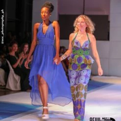 Tidal Cool Dresses Ethereal Blue Azure Chiffon Dress With Rhinestone Back Chains, In High Low Silhouette And Halter Neckline