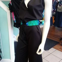 Tidal Cool Green And Blue African Kente Cloth Belt With Tassel Ties