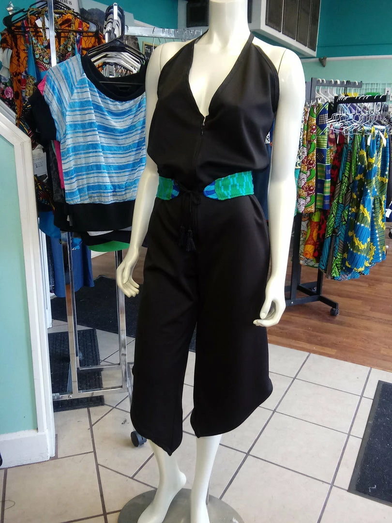 Tidal Cool Green And Blue African Kente Cloth Belt With Tassel Ties