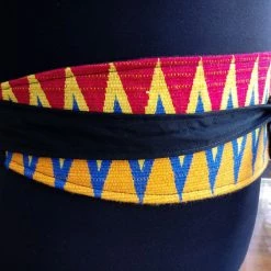 Tidal Cool Reversible African Kente Cloth Obi Belt Belts, Hats And Accessories