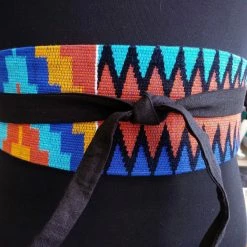 Tidal Cool Reversible African Kente Cloth Obi Belt Belts, Hats And Accessories