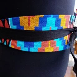 Tidal Cool Reversible African Kente Cloth Obi Belt Belts, Hats And Accessories