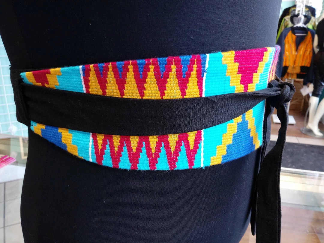 Tidal Cool Belts, Hats And Accessories Reversible African Kente Cloth Obi Belt