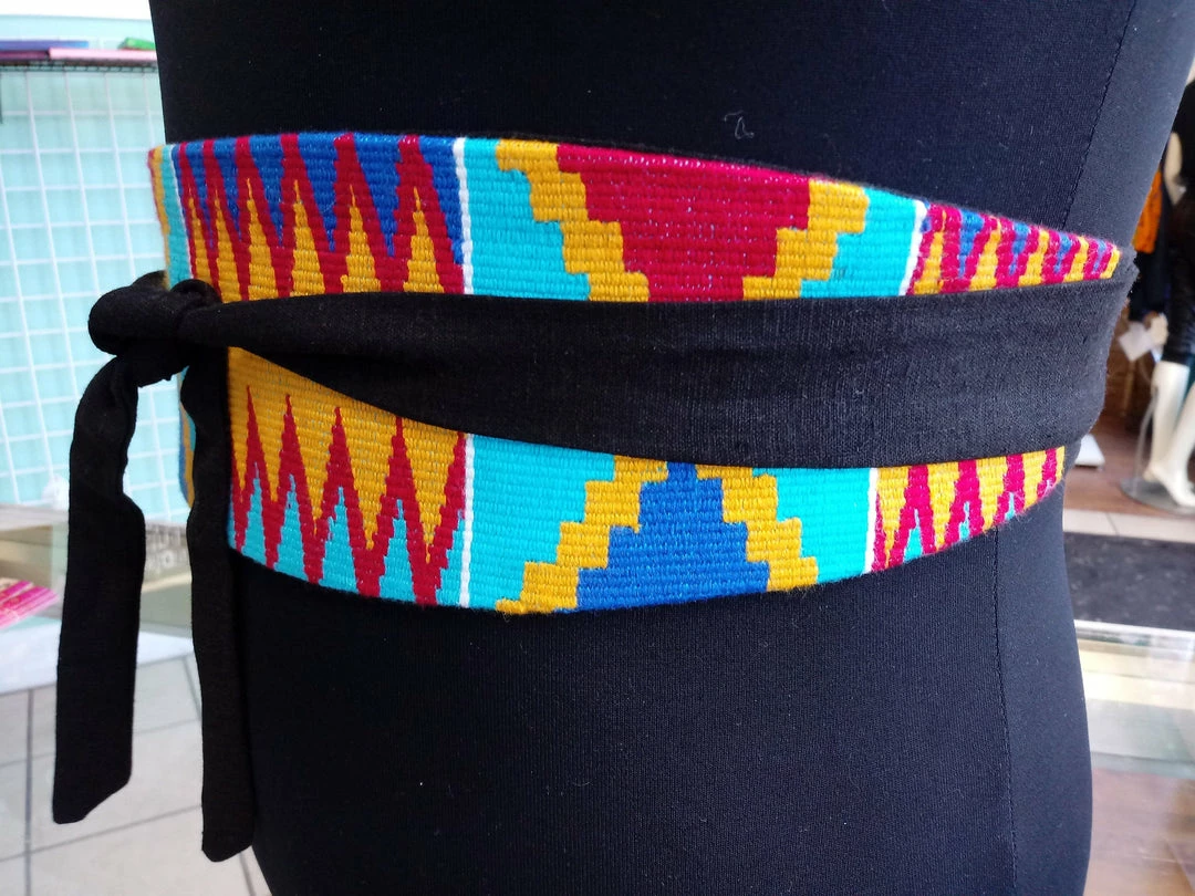 Tidal Cool Belts, Hats And Accessories Reversible African Kente Cloth Obi Belt