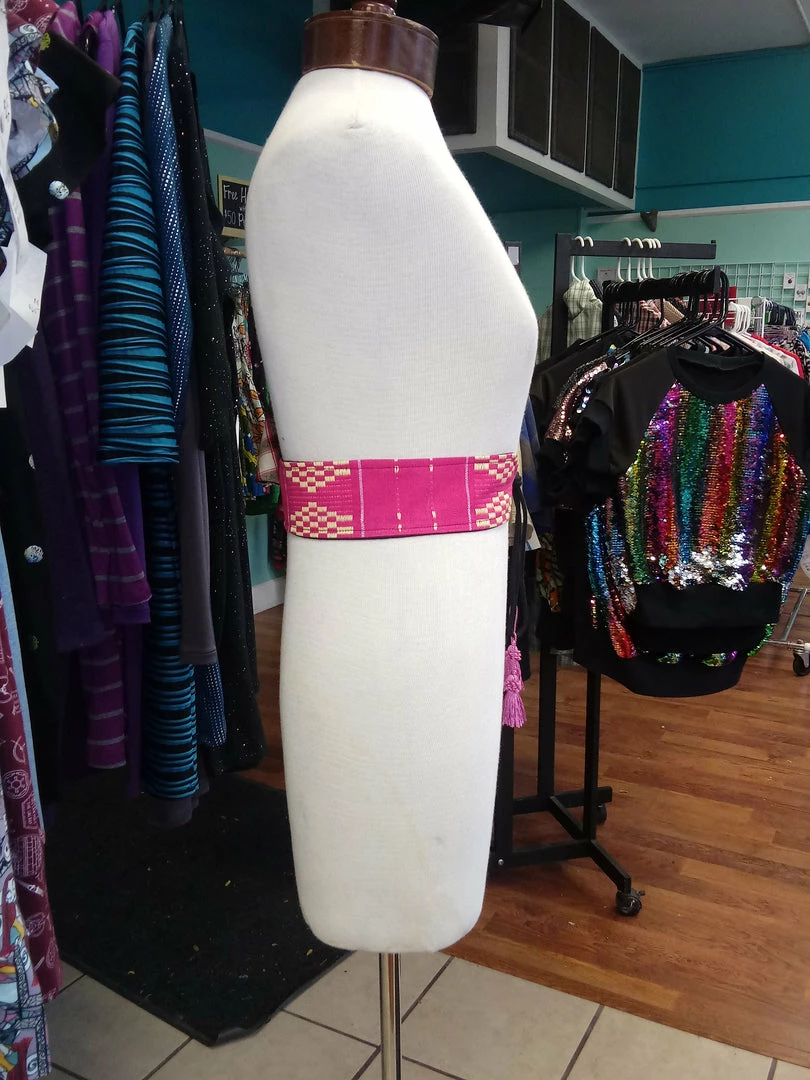 Tidal Cool Reversible Tassel Belt In Handwoven African Kente Cloth Belts, Hats And Accessories