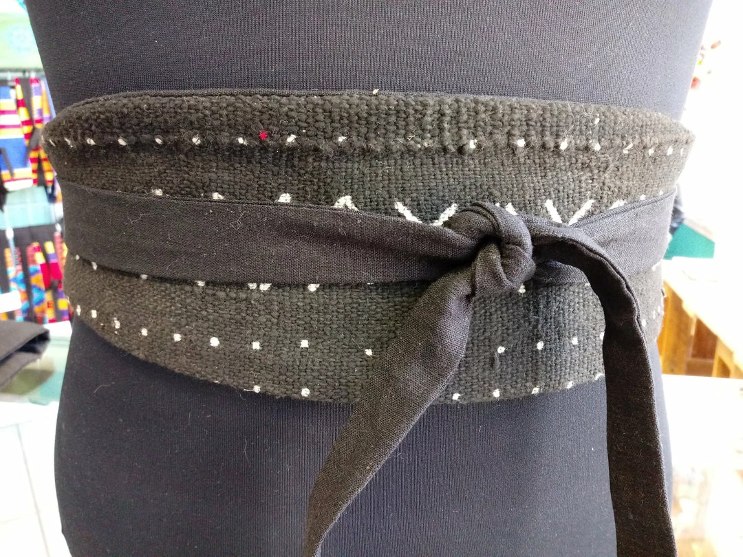 Tidal Cool Reversible Mudcloth And Denim Obi Belt