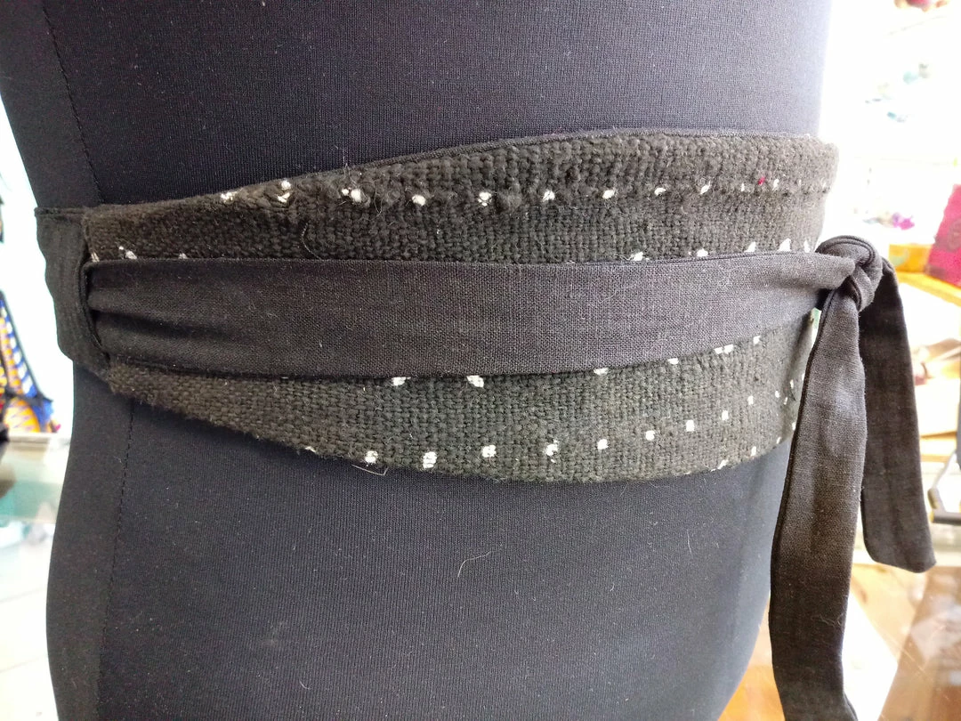 Tidal Cool Reversible Mudcloth And Denim Obi Belt