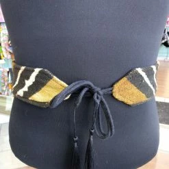 Tidal Cool Reversible Mudcloth And Denim Tassel Belt Belts, Hats And Accessories