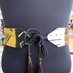 Tidal Cool Belts, Hats And Accessories Reversible Mudcloth And Linen Tassel Belt