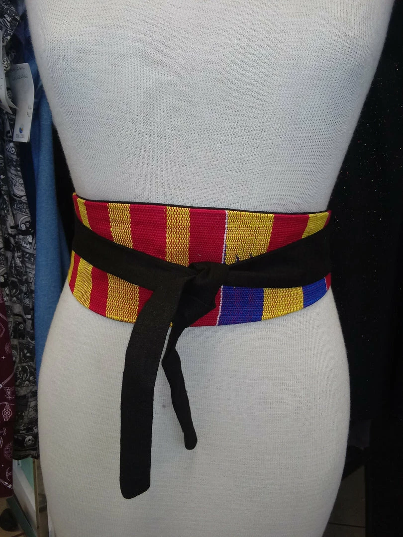 Tidal Cool Belts, Hats And Accessories Reversible African Kente Cloth Obi Belt