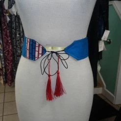 Tidal Cool Reversible Tassel Belt In Handwoven African Wax Block Cotton Belts, Hats And Accessories