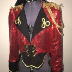 Tidal Cool Bomber Jackets Circus Ringmaster Sequin Tail Coat In Red, Black And Gold