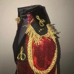 Tidal Cool Bomber Jackets Circus Ringmaster Sequin Tail Coat In Red, Black And Gold