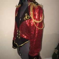 Tidal Cool Bomber Jackets Circus Ringmaster Sequin Tail Coat In Red, Black And Gold