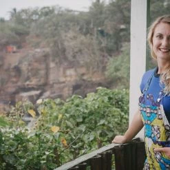 Tidal Cool Bright Blue Mesh Sleeve And Brushed Knit Pullover With Black Trim Tops And Ponchos