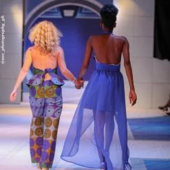 Tidal Cool Dresses Ethereal Blue Azure Chiffon Dress With Rhinestone Back Chains, In High Low Silhouette And Halter Neckline