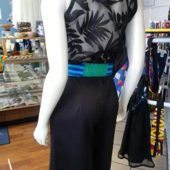 Tidal Cool Green And Blue African Kente Cloth Belt With Tassel Ties