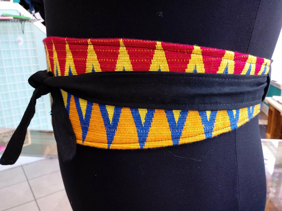 Tidal Cool Reversible African Kente Cloth Obi Belt Belts, Hats And Accessories