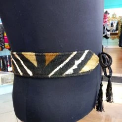 Tidal Cool Reversible Mudcloth And Denim Tassel Belt Belts, Hats And Accessories