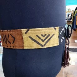 Tidal Cool Belts, Hats And Accessories Reversible Mudcloth And Linen Tassel Belt