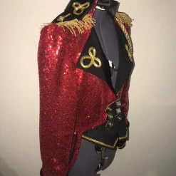 Tidal Cool Bomber Jackets Circus Ringmaster Sequin Tail Coat In Red, Black And Gold