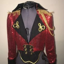 Tidal Cool Bomber Jackets Circus Ringmaster Sequin Tail Coat In Red, Black And Gold
