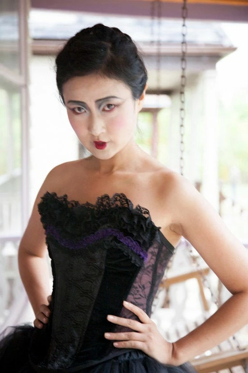 Tidal Cool Black Brocade Corset With Purple And Black Lace Trim