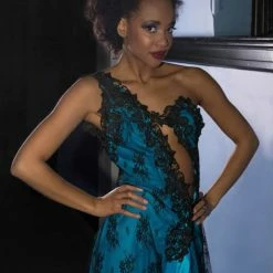 Tidal Cool Couture Chiffon, Charmeuse And Lace Evening Gown Dresses