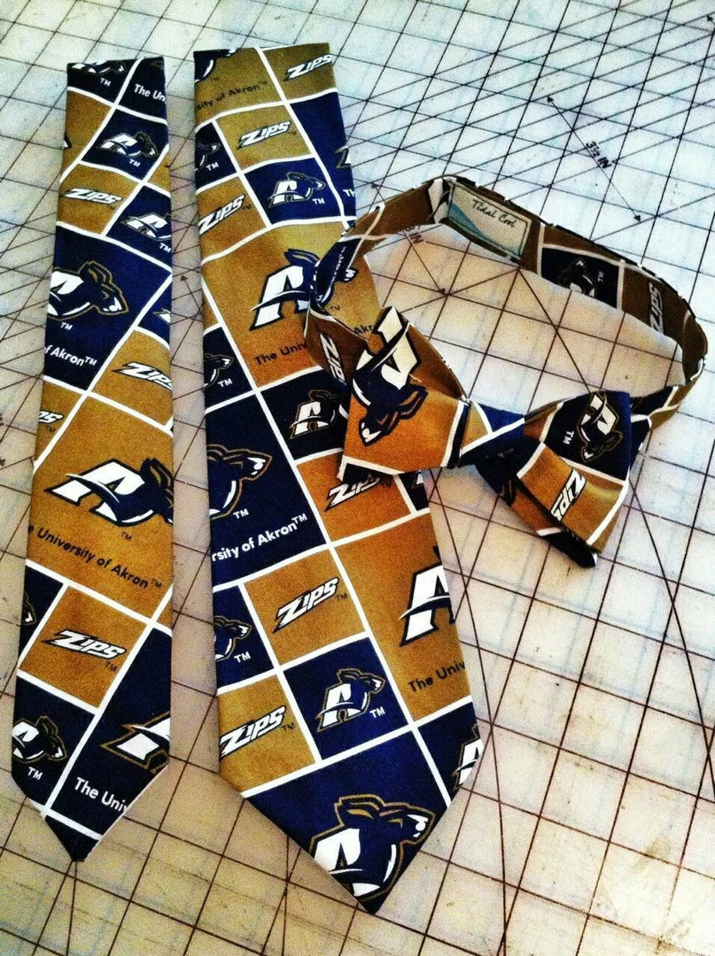 Tidal Cool University Of Akron Neckties In Bow Tie, Skinny Tie, And Standard Tie Styles, Kids Or Adult Sizes Neckties, Vests, Pocket Squares And Cummerbunds
