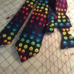 Tidal Cool Atari Space Invader Neckties In Bow Tie, Skinny Tie, And Standard Tie Styles, Kids Or Adult Sizes Neckties, Vests, Pocket Squares And Cummerbunds