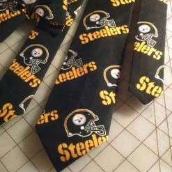 Tidal Cool Black Pittsburgh Steelers NFL Neckties In Bow Tie, Skinny Tie, And Standard Tie Styles, Kids Or Adult Sizes Neckties, Vests, Pocket Squares And Cummerbunds