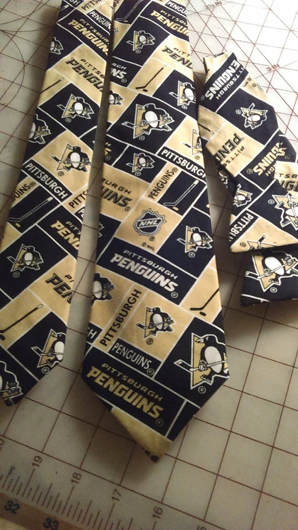 Tidal Cool Pittsburgh Penguins NHL Neckties In Bow Tie, Skinny Tie, And Standard Tie Styles, Kids Or Adult Sizes Neckties, Vests, Pocket Squares And Cummerbunds