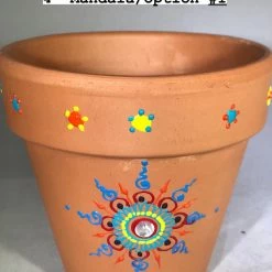 Tidal Cool Rainbow Henna Design Hand Painted Terra Cotta Pots