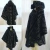 Tidal Cool Long African Mudcloth Cape With Hood In Black And White