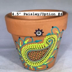 Tidal Cool Blue And Green Handpainted Henna Terra Cotta Pots Henna Art And Decor