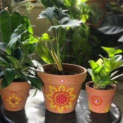 Tidal Cool Henna Art And Decor Sunny Henna Design Hand Painted Terra Cotta Pots