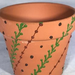 Tidal Cool Earthy Henna Design Hand Painted Terra Cotta Pots Henna Art And Decor
