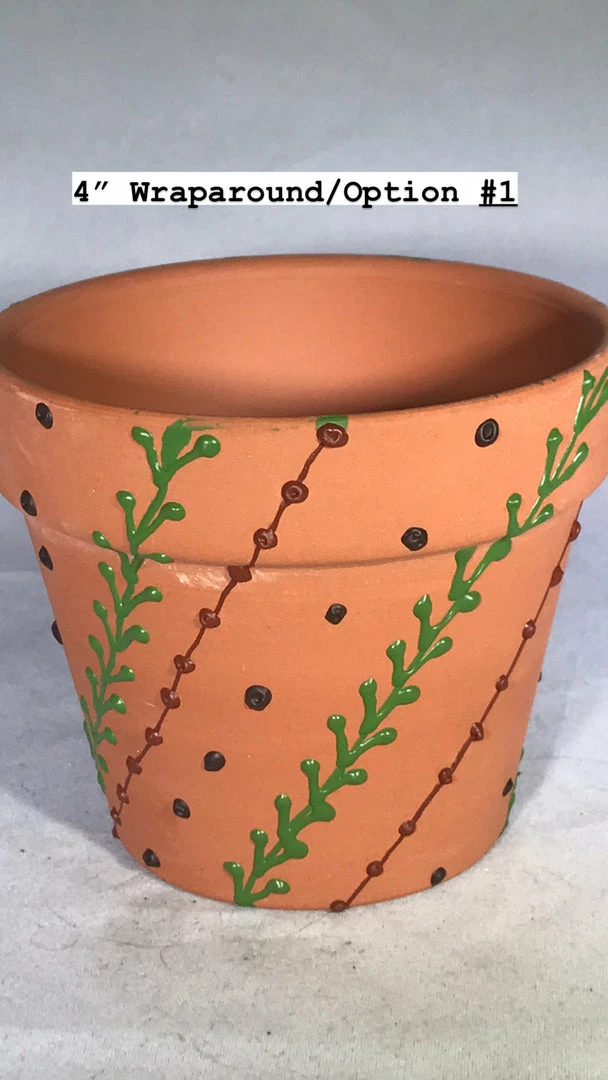 Tidal Cool Earthy Henna Design Hand Painted Terra Cotta Pots Henna Art And Decor