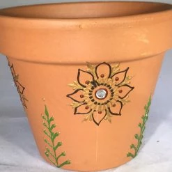 Tidal Cool Earthy Henna Design Hand Painted Terra Cotta Pots Henna Art And Decor
